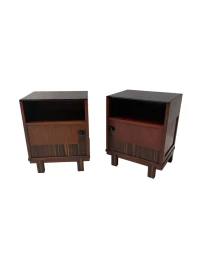 Art Deco Nightstands by Max Coini, Solid Walnut, Dutch Design, 1920s